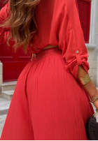 Materiałowe spodnie wide leg Malta Delizia czerwone