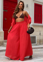 Materiałowe spodnie wide leg Malta Delizia czerwone