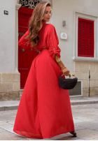Materiałowe spodnie wide leg Malta Delizia czerwone