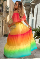Sukienka maxi hiszpanka ombre Solar Rainbow czerwono-żółta