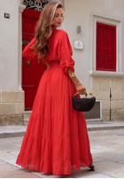 Spódnica maxi z falbankami Pretty Estrella czerwona