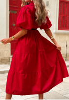 Koszulowa sukienka maxi z bufkami Summer Light granatowa