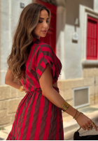 Koszula w paski Malta Passion czerwono-czekoladowa