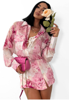 La Milla Secret Flower Floral Viscose Shirt in Powder Pink