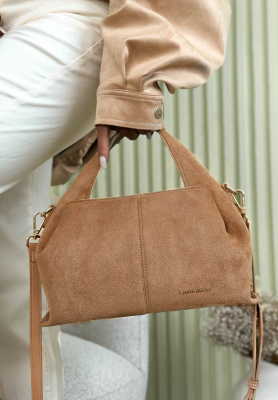 Annabelle camel suede handbag