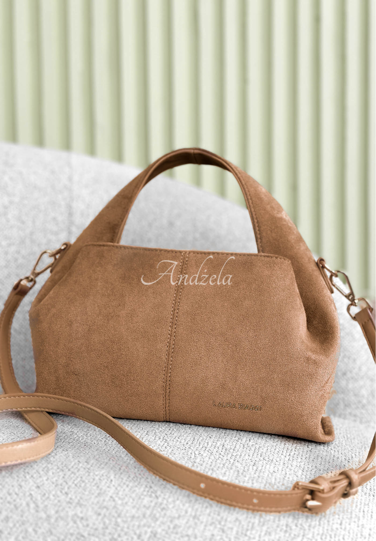 Annabelle camel suede handbag