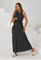 Wiskozowa sukienka maxi w groszki Sun & Dots czarna