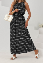 Wiskozowa sukienka maxi w groszki Sun & Dots czarna