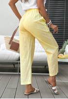 Spodnie mom fit z paskiem i koronką Flora Villa żółte