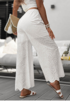 Ażurowe spodnie wide leg boho Ocean Shells białe
