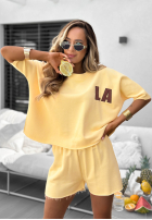 Komplet bluzka i szorty Hello La różowy