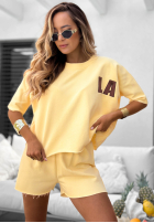 Hello La Yellow Cotton Blouse and Shorts Set