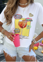 T-shirt z nadrukiem Orange Aperol biało-żółty