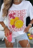 T-shirt z nadrukiem Wonderful Lemon biały
