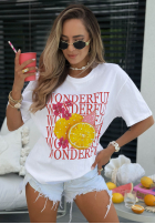 Bawełniany t-shirt z nadrukiem Wonderful Lemon biały