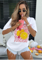 T-shirt z nadrukiem Wonderful Lemon biały
