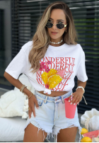 T-shirt z nadrukiem Wonderful Lemon biały