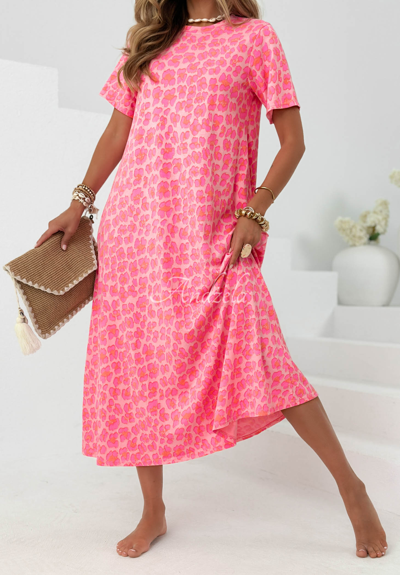 Candy Panther Pink Leopard-Print Cotton Dress