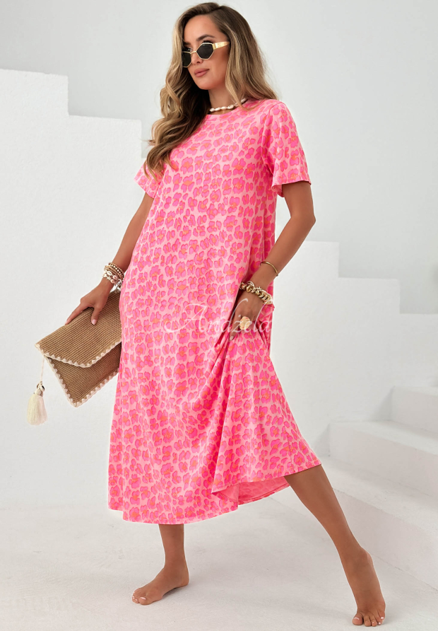 Candy Panther Pink Leopard-Print Cotton Dress