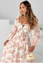 Kwiecista sukienka maxi z długimi rękawami Sunkissed Blooms biała