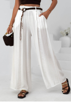Materiałowe spodnie wide leg z wiskozy Summer Trace mokka