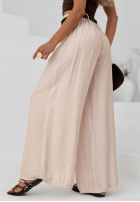 Materiałowe spodnie wide leg z wiskozy Summer Trace mokka