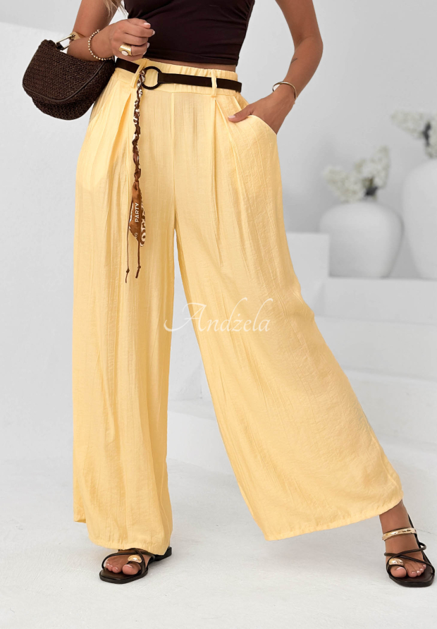 Summer Trace yellow wide-leg viscose pants