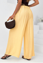 Materiałowe spodnie wide leg z wiskozy Summer Trace mokka