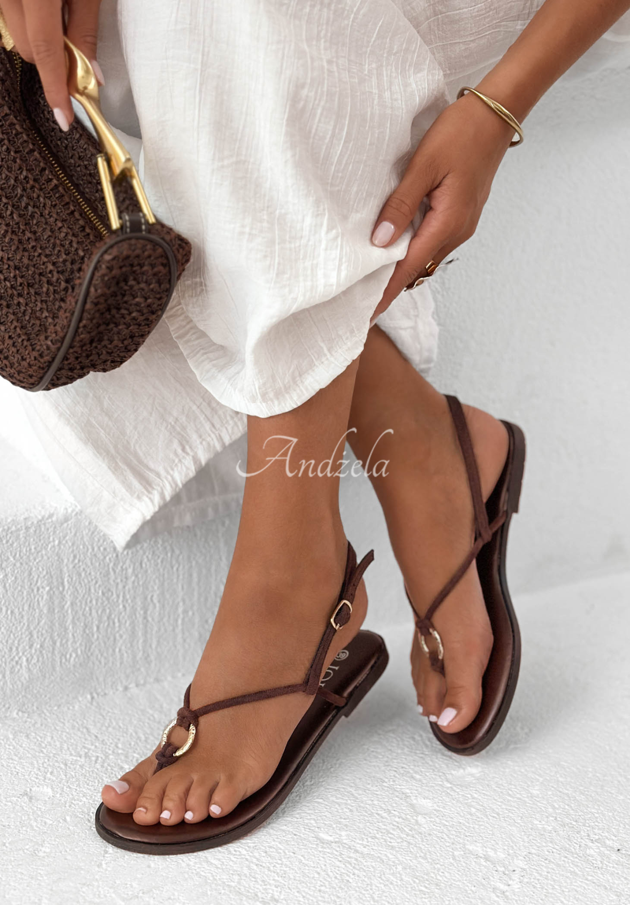 Ocean Spark Chocolate Leather Flip-Flops