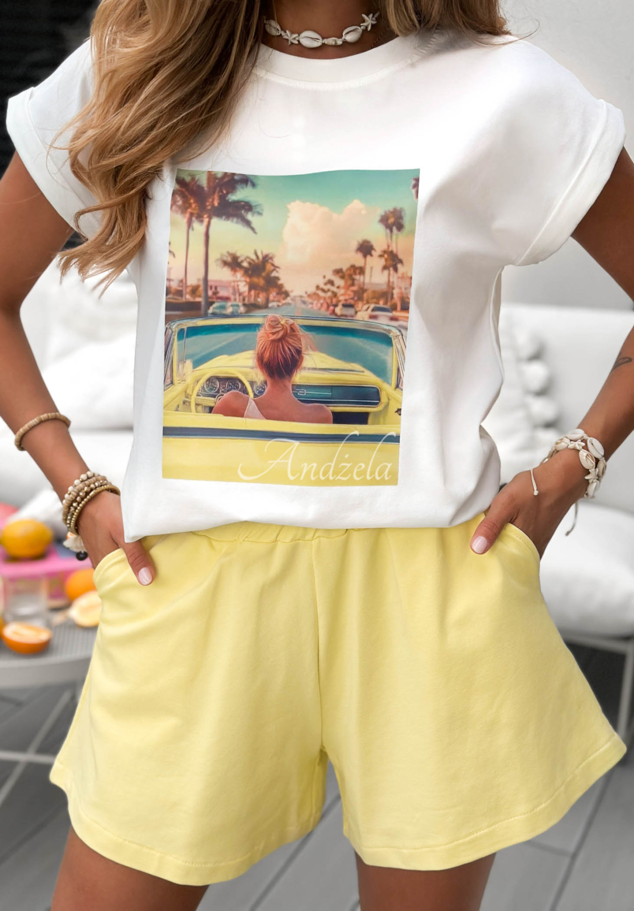 Wait For Now Yellow Cotton T-Shirt and Shorts Set