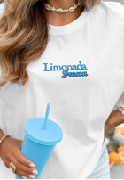 T-shirt z nadrukiem Limonada Fresca biało-czerwony