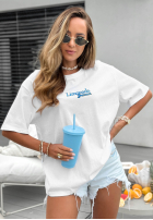 T-shirt z nadrukiem Limonada Fresca biało-czerwony