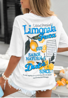 T-shirt z nadrukiem Limonada Fresca biało-czerwony