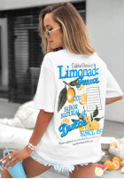 T-shirt z nadrukiem Limonada Fresca biało-czerwony