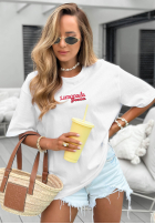 T-shirt z nadrukiem Limonada Fresca biało-czerwony