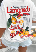 T-shirt z nadrukiem Limonada Fresca biało-czerwony