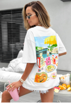 T-shirt z nadrukiem Paella biały