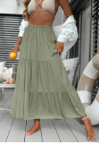 Asymetryczna sukienka maxi z falbankami Ocean Escape khaki