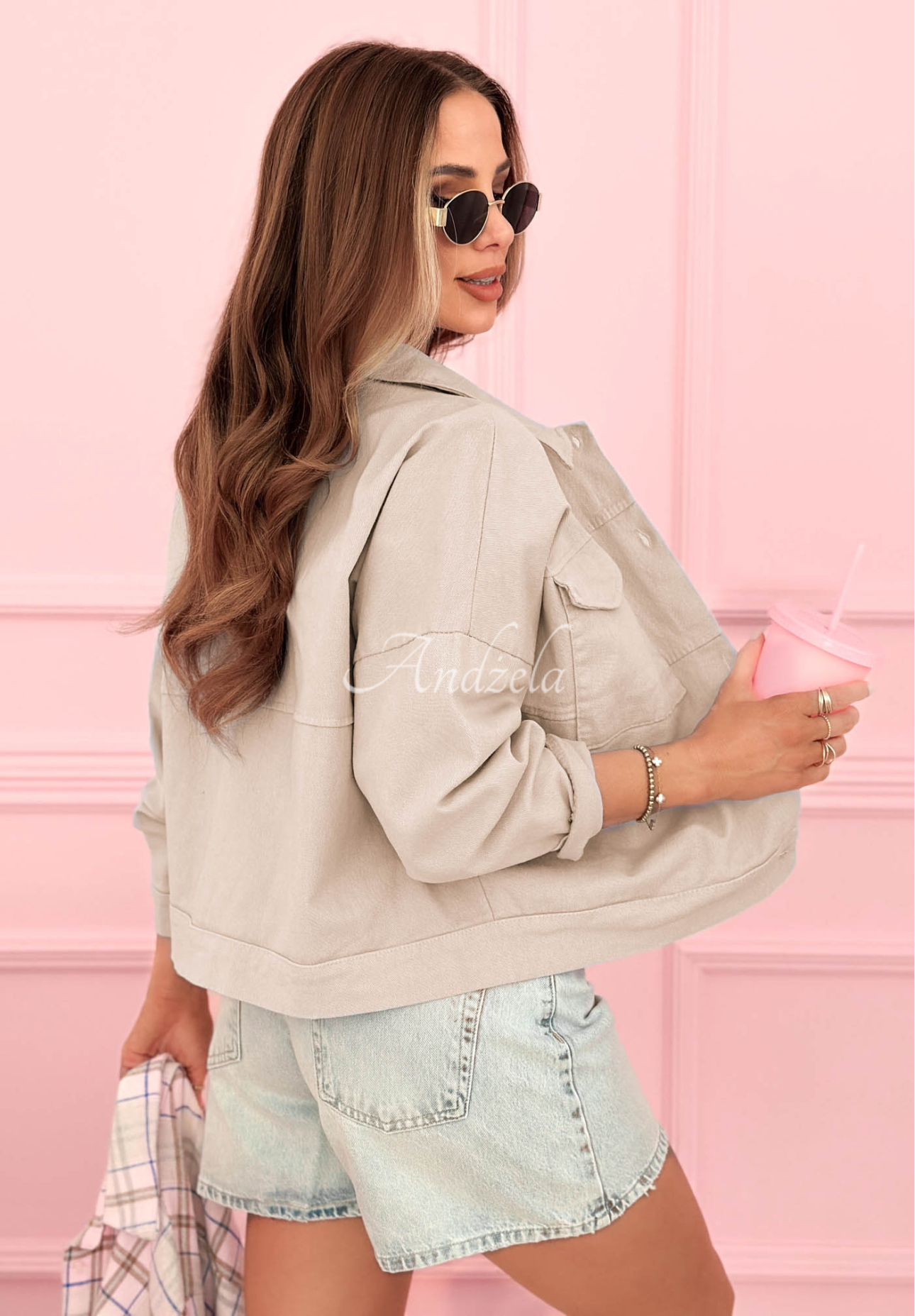 Moving On Beige Cotton Denim Jacket