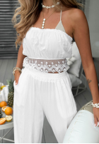 Materiałowe spodnie z koronką Fresh Lace czarne