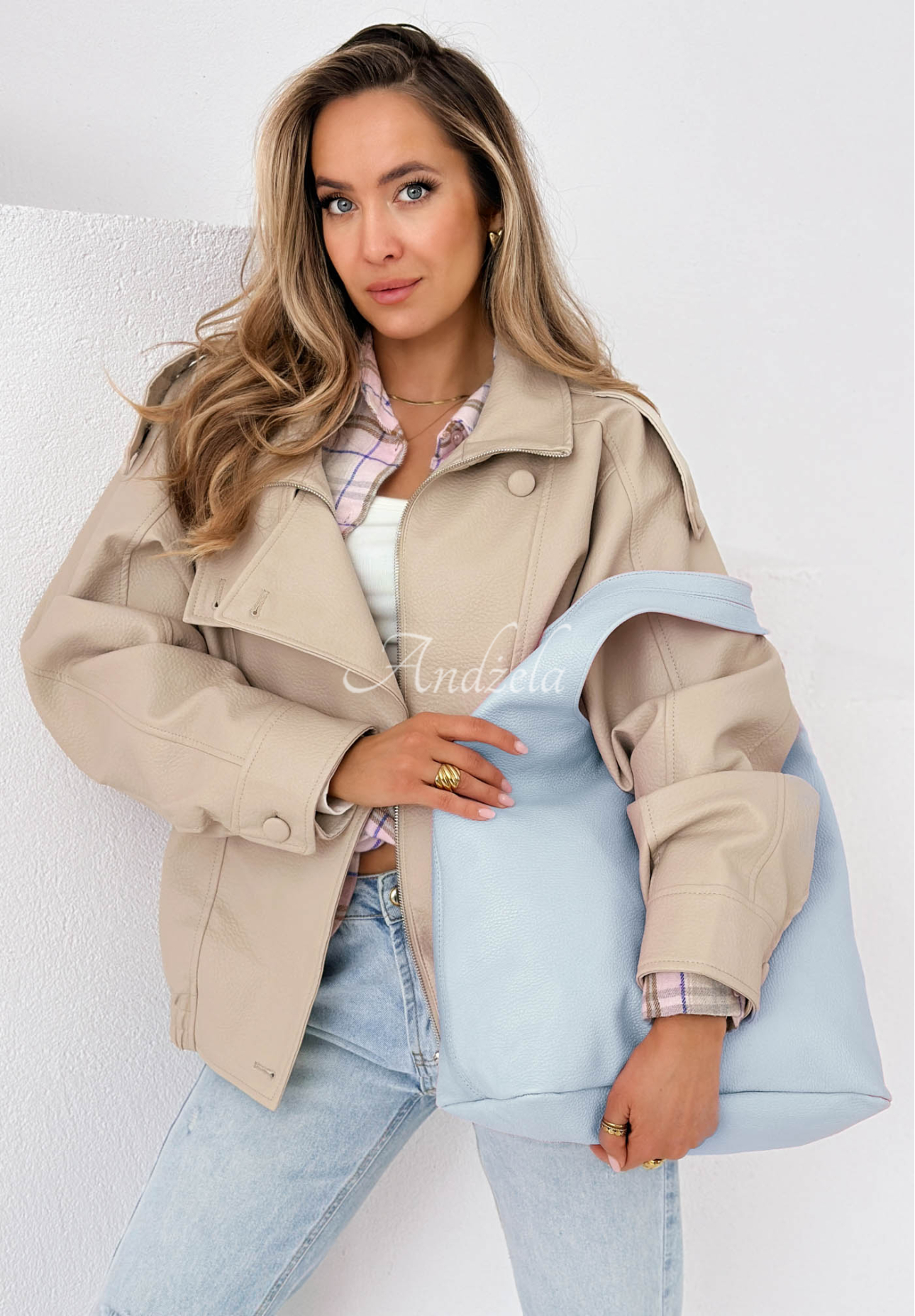 Justice Light Blue Leather Handbag