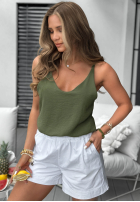 Wiskozowy top na ramiączkach z dekoltem The Holiday khaki