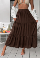 Asymetryczna sukienka maxi z falbankami Ocean Escape khaki