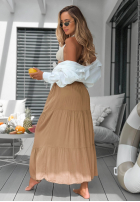 Asymetryczna sukienka maxi z falbankami Ocean Escape khaki