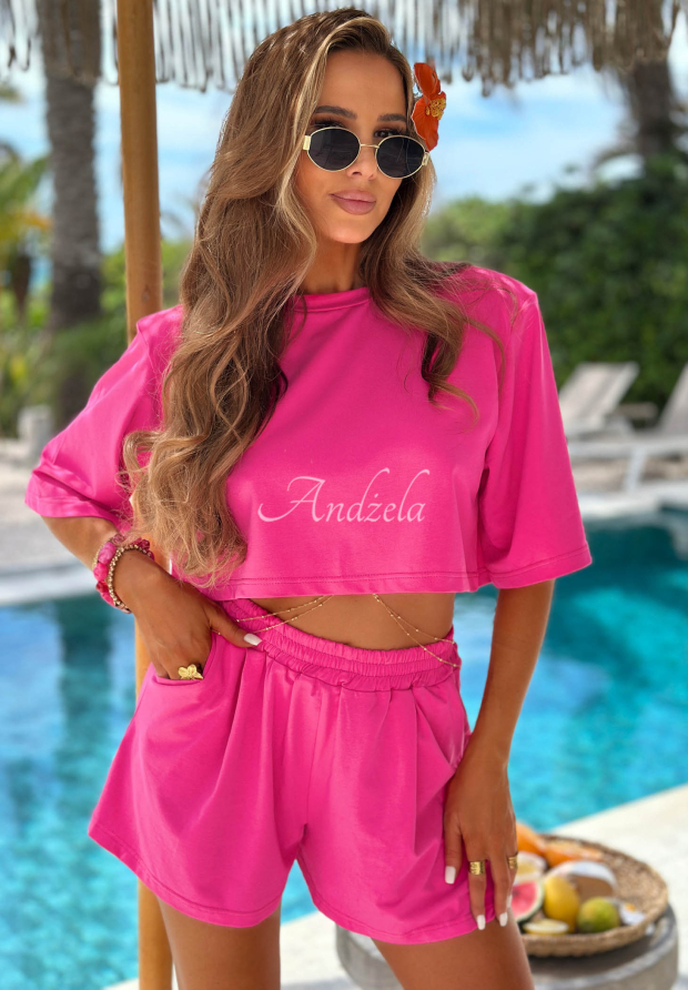 Fuchsia Energy Vibes Cotton T-Shirt with Pads