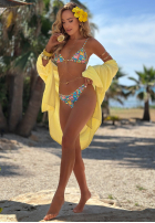 Dwuczęściowy kostium kąpielowy bikini we wzory Colorful Shells niebiesko-różowy