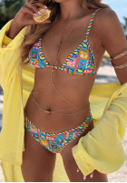 Dwuczęściowy kostium kąpielowy bikini we wzory Colorful Shells niebiesko-różowy