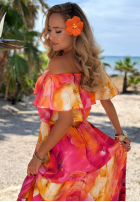 Kwiecista sukienka maxi z falbankami Summer Estate niebieska