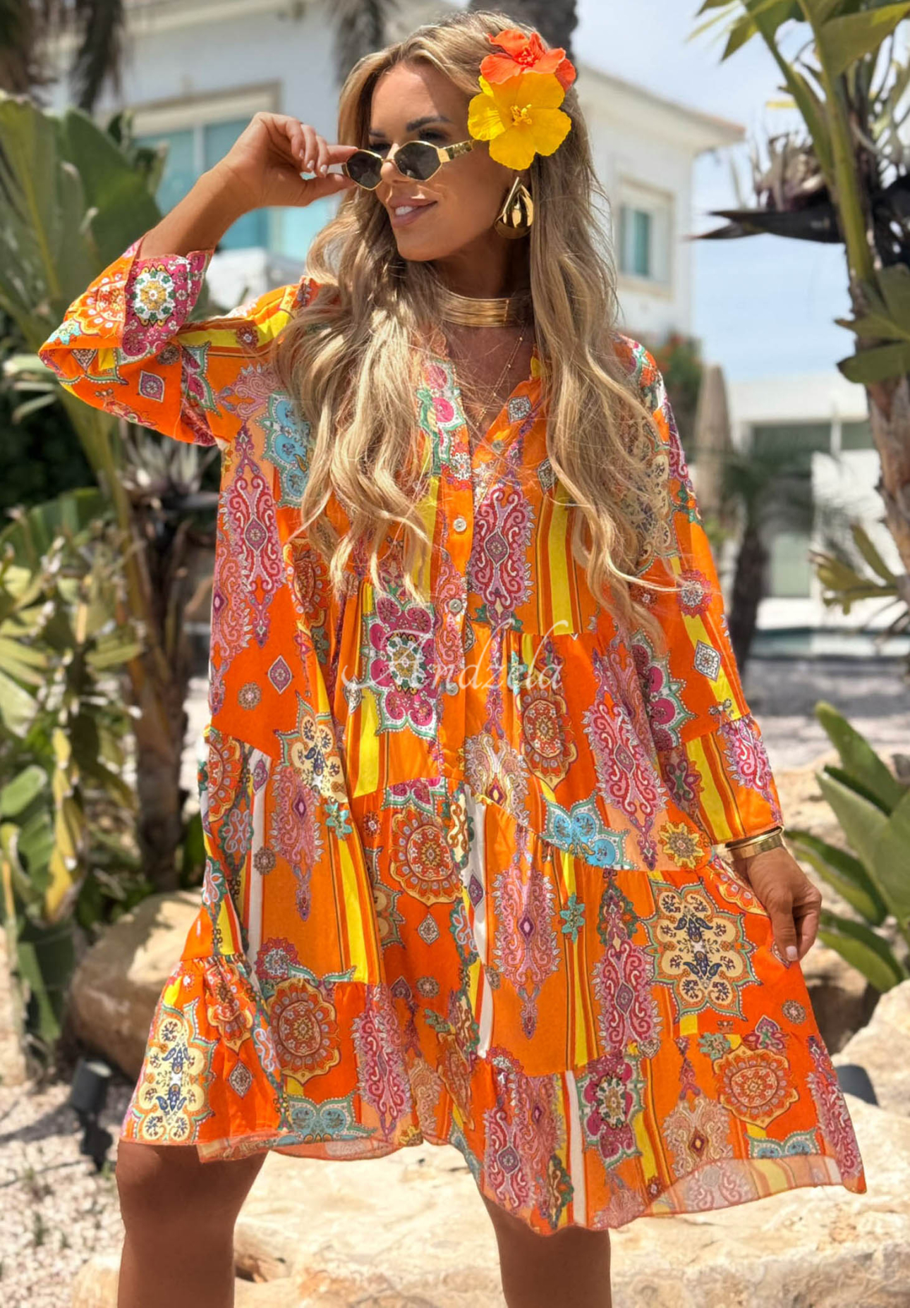 Patterned Magnala Sierra orange dress
