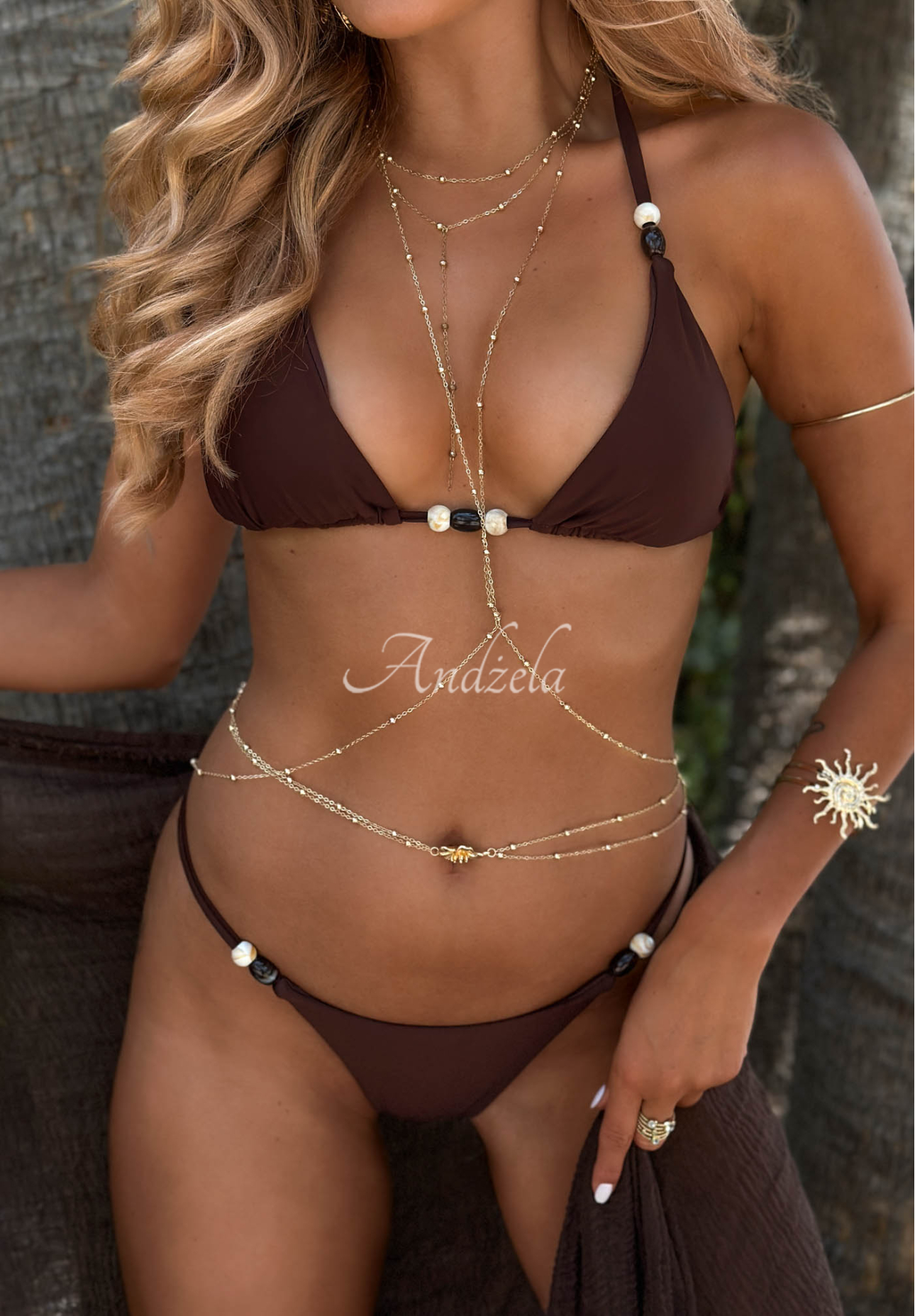 Dwuczęściowy kostium kąpielowy bikini Barbados Beach czekoladowy